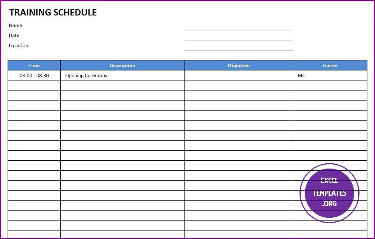 schedule template in excel